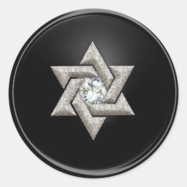 Silver Star of David Envelope Seal Black (Front)