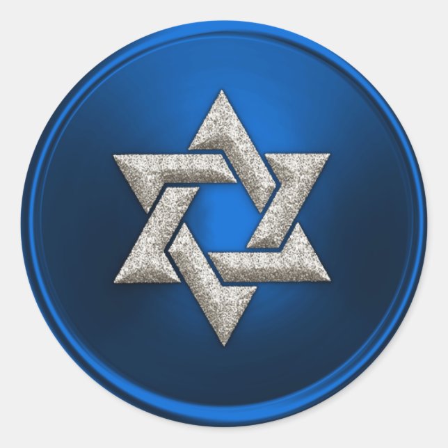 Silver Star of David Envelope Seal Blue (Front)