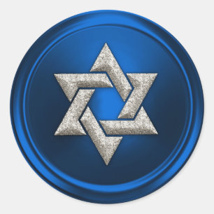 Silver Star of David Envelope Seal Blue