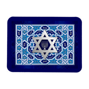 Silver Star of David Menorah Jewish Holidays Gift Magnet