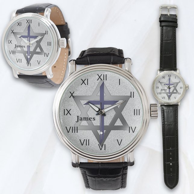 Silver Star of David With Blue Cross Watch (Creator Uploaded)