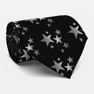 Silver star pattern mens tie