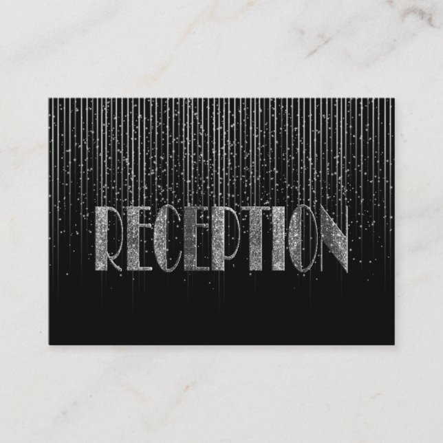 Silver Star Shower and Black Wedding Design Enclosure Card (Front)