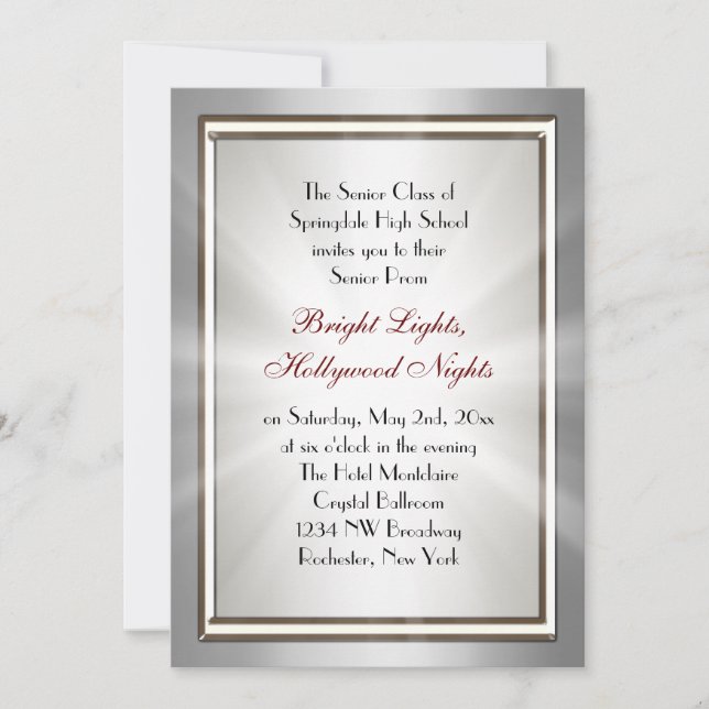 Silver Star Spotlight Prom Invitations (Front)