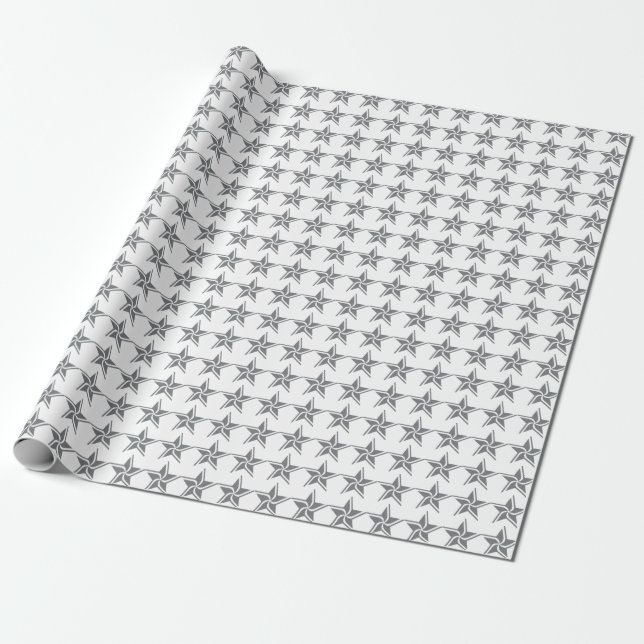 Silver Star Wrapping Paper (Unrolled)