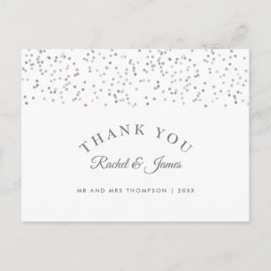 Silver Stardust Wedding Thank You Postcard