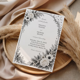 Silver Starlight Among Winter Petals Invitation