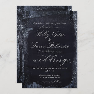 Silver Starry Night Wedding 2 Invitation Suite