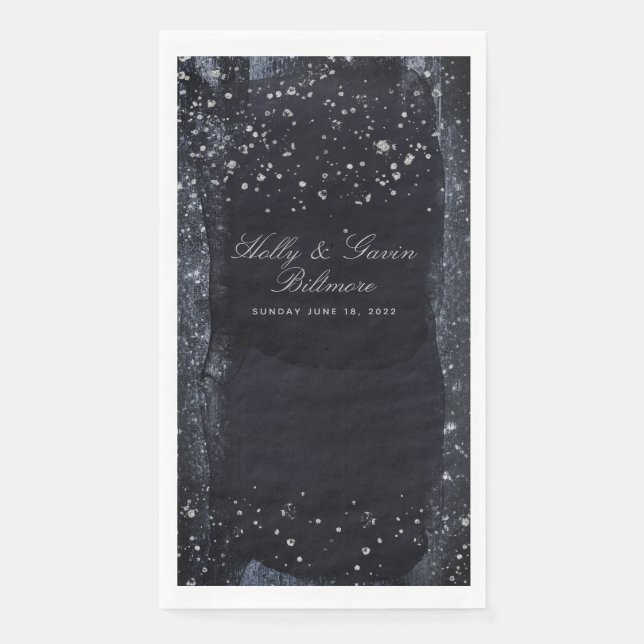 Silver Starry Night Wedding Dinner Napkins (Front)