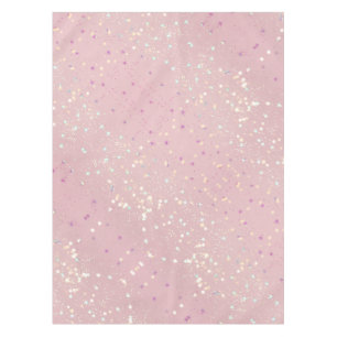 Silver Stars Aesthetic Glitter Pink Background Tablecloth