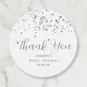 Silver Stars Baby Shower Favour Tags