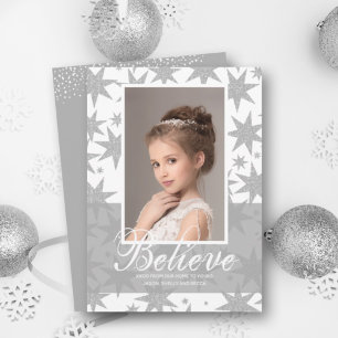 Silver Stars Christmas Photo Holiday Card