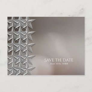 Silver Stars & Elegant Bokeh Lights Save the Date Announcement Postcard
