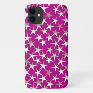Silver stars on amethyst purple Case-Mate iPhone case