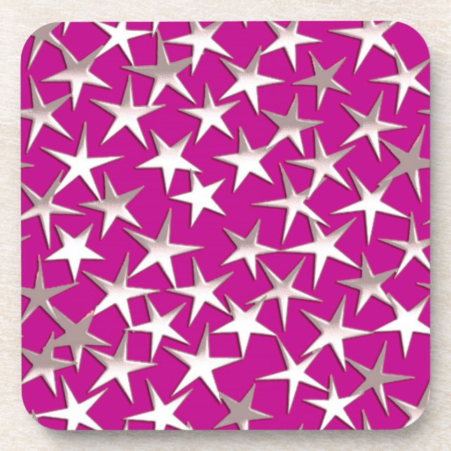 Silver stars on amethyst purple coaster (Front)