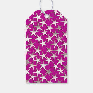 Silver stars on amethyst purple gift tags