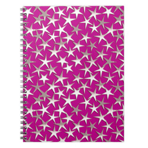 Silver stars on amethyst purple notebook
