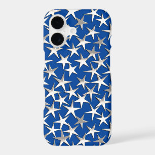 Silver stars on cobalt blue