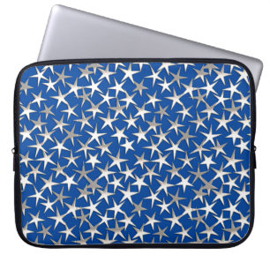 Silver stars on cobalt blue laptop sleeve