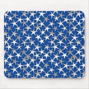 Silver stars on cobalt blue mouse pad