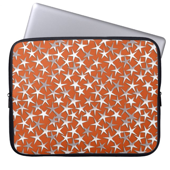 Silver stars on copper laptop sleeve (Front)