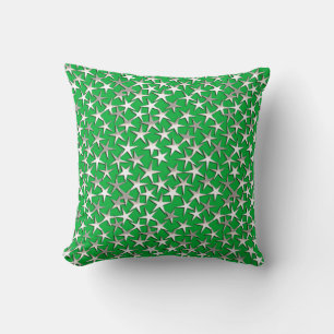 Silver stars on emerald green cushion