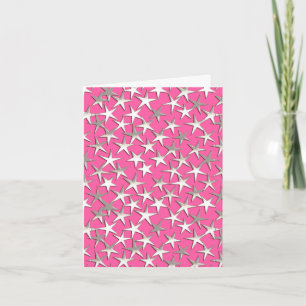 Silver stars on fuchsia pink holiday card