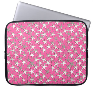 Silver stars on fuchsia pink laptop sleeve