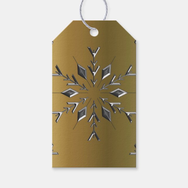 Silver Stars on Gold Gift Tags (Front)