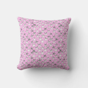 Silver stars, on orchid pink cushion