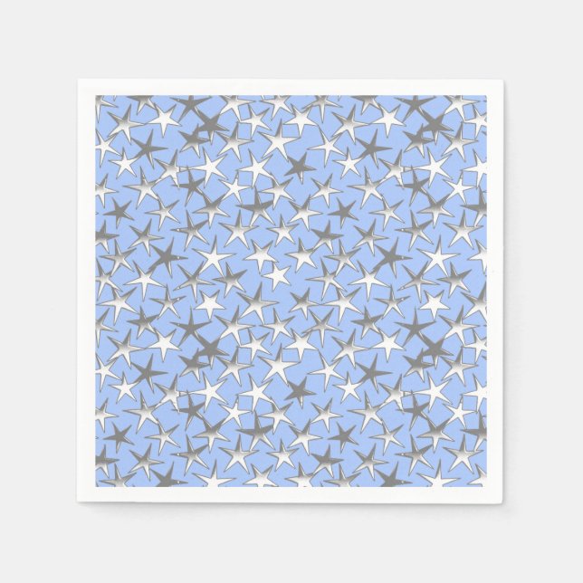 Silver stars, on pale blue napkin (Front)