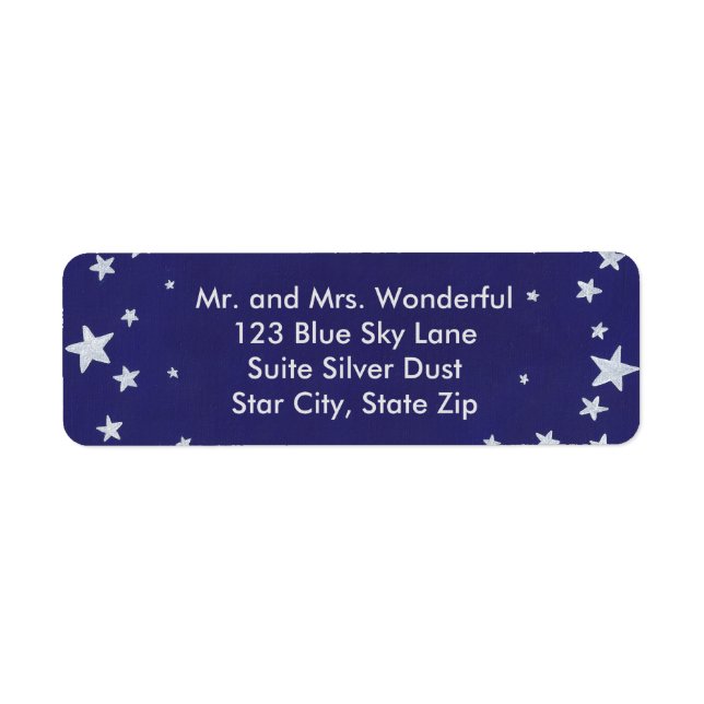 Silver Stars on Royal Blue Address Labels (Front)