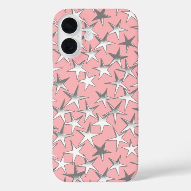 Silver stars, on shell pink Case-Mate iPhone case (Back)