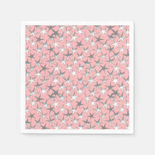 Silver stars, on shell pink napkin