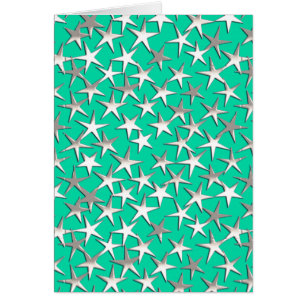Silver stars on turquoise