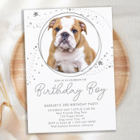 Silver Stars Personalised Pet Photo Dog Birthday