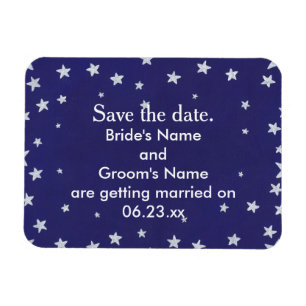 Silver Stars Royal Navy Blue Save the date Magnets