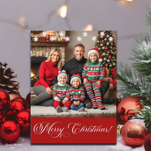 Silver Stars Special Christmas Family Photo Holiday Postcard (Creator Uploaded)