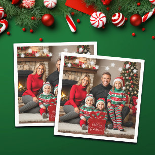 Silver Stars Special Christmas Family Photo Napkin