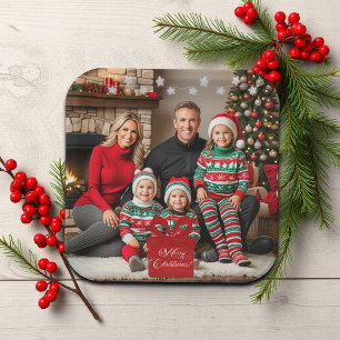 Silver Stars Special Christmas Family Photo Paper Plate