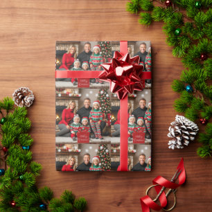 Silver Stars Special Christmas Family Photo Wrapping Paper