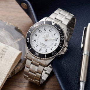 Silver Steel Diver Watch Black Bezel Crown Crest