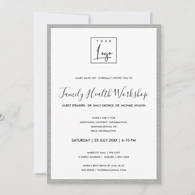 SILVER STEEL GREY YOUR LOGO WORKSHOP GALA EVENT INVITATION (Front)