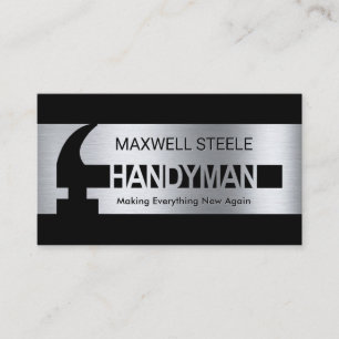 Silver Steel Hammer Handyman Repair Business Card