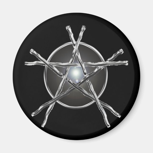 Silver Sticks Pentagram Magnet (Front)