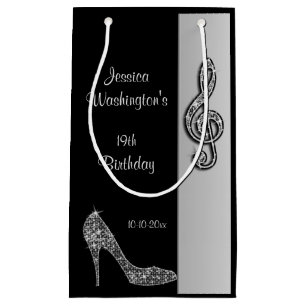 Silver Stiletto & Treble Cleft 19th Birthday Small Gift Bag