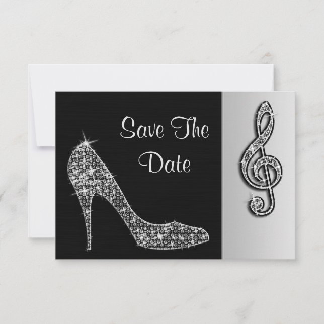 Silver Stiletto & Treble Cleft 30th Save The Date (Front)