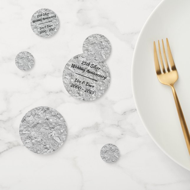 Silver Stone 25th Silver Wedding Anniversary Confetti (Group)