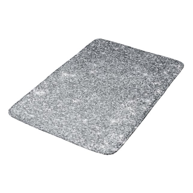 Silver Stone Gary Gold Marble Purple Glitter Bath Mat (Angled)