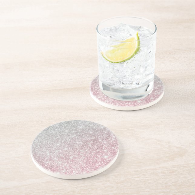 Silver Stone Gary Gold Marble Purple Glitter Coaster (Side)
